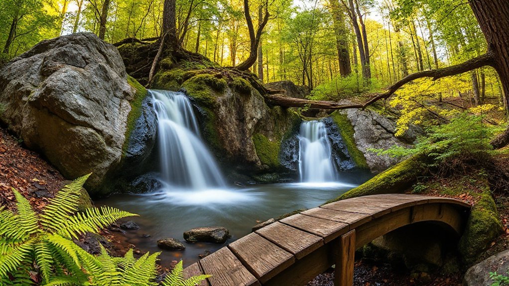 accessible fern lined twin waterfalls