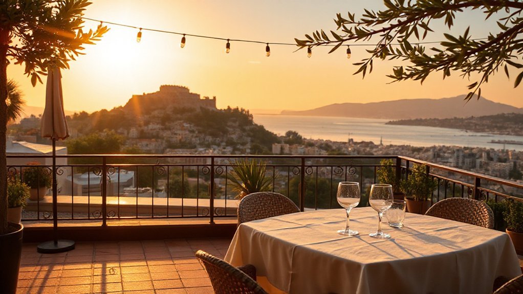 athens rooftop acropolis sunset