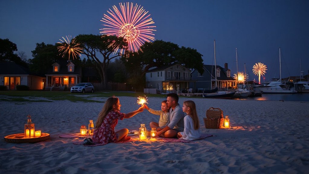 beachside family parade fireworks