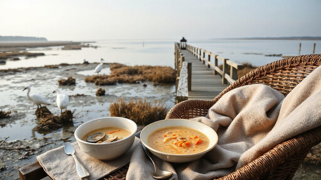 birding seafood seaside coziness