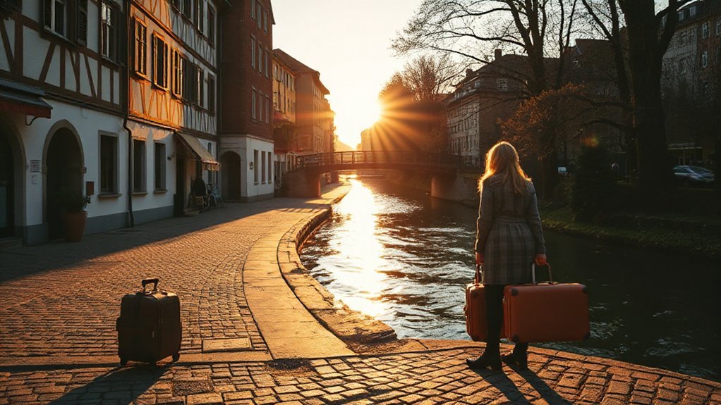 bubbling river timber lined boardwalk