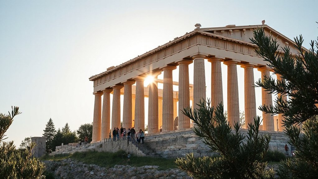 columns friezes sun warmed stones