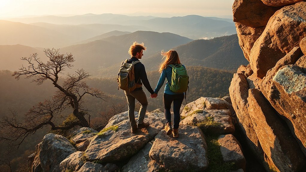 couples conquering rugged peaks