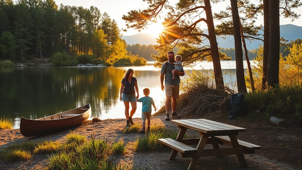 family hikes paddling geocaching