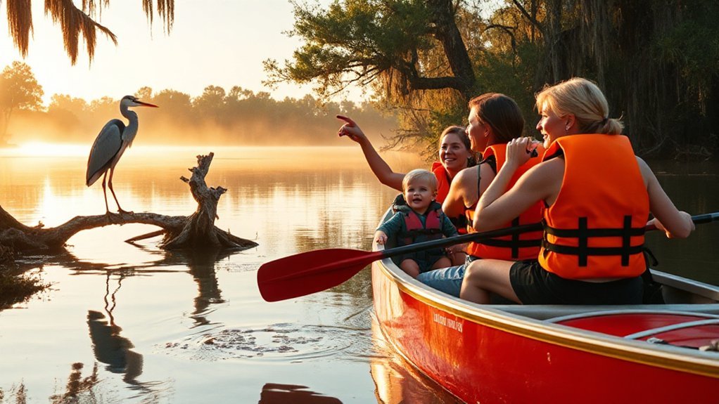 guided family swamp paddling