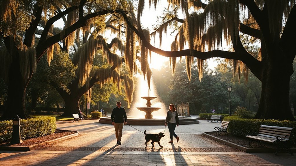 iconic fountain moss draped oaks