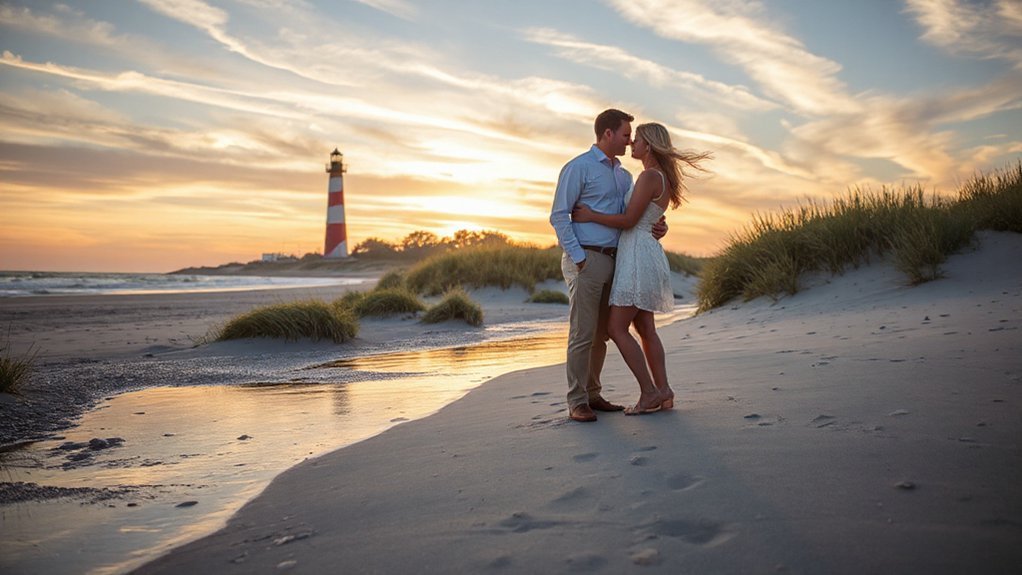 intimate sunset lighthouse picnic