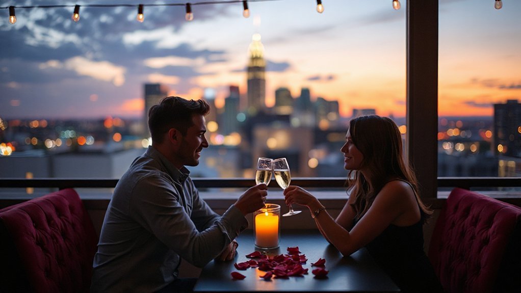intimate sunset rooftop skyline