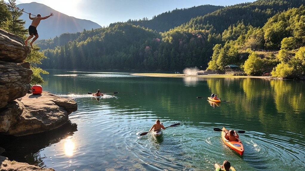 kayak glassy mountain lakes