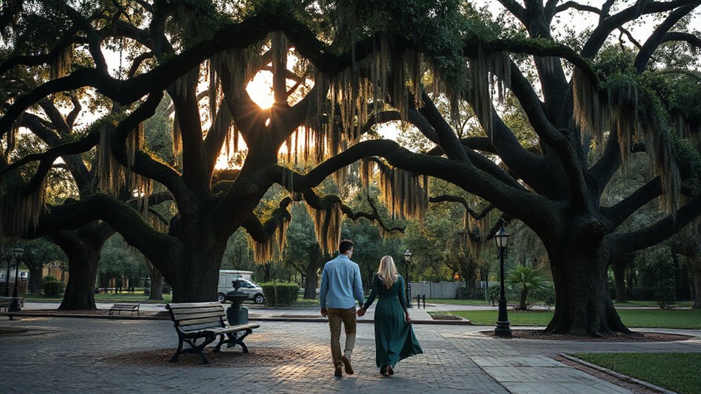 live oak shaded brick corridors