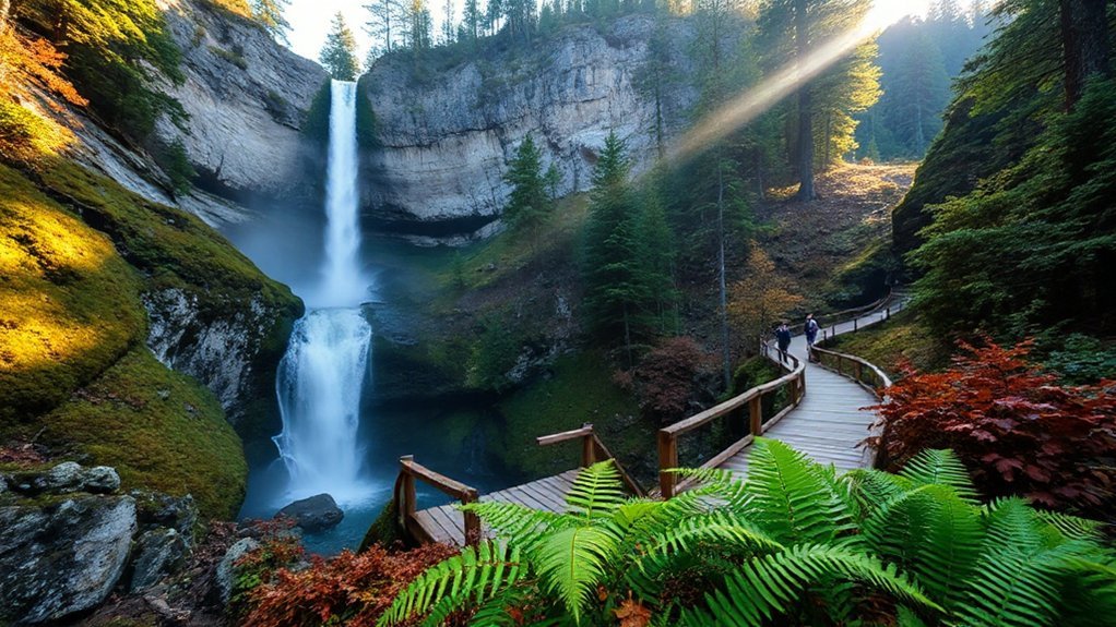 misty rhododendron mossy waterfall