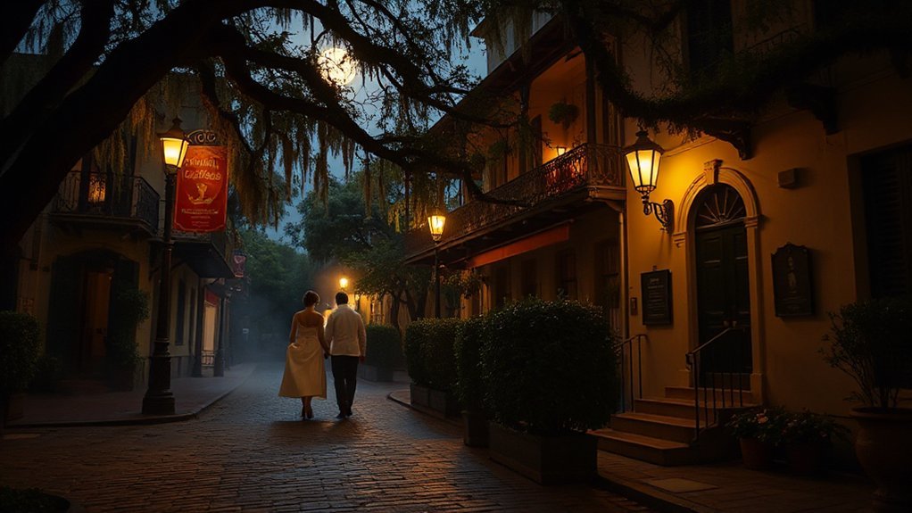 moonlit gaslit cobblestone streets
