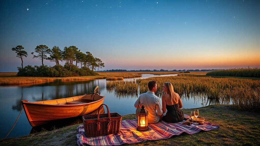 moonlit private cove picnic