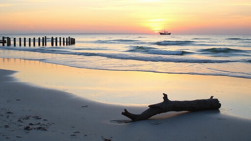 pastel sunset shoreline shells
