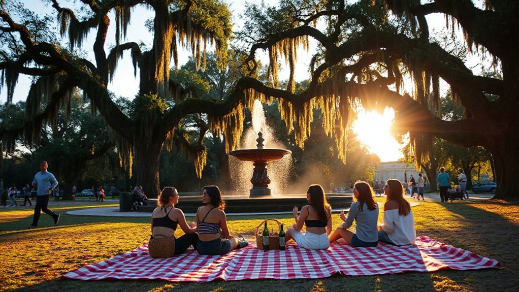picnic under moss draped oaks
