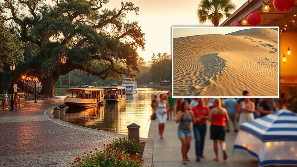 riverfront sunsets beaches festivals