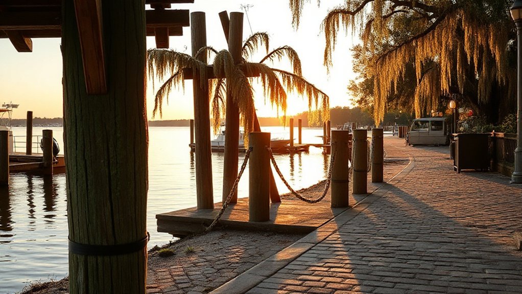riverfront wharves and marshes