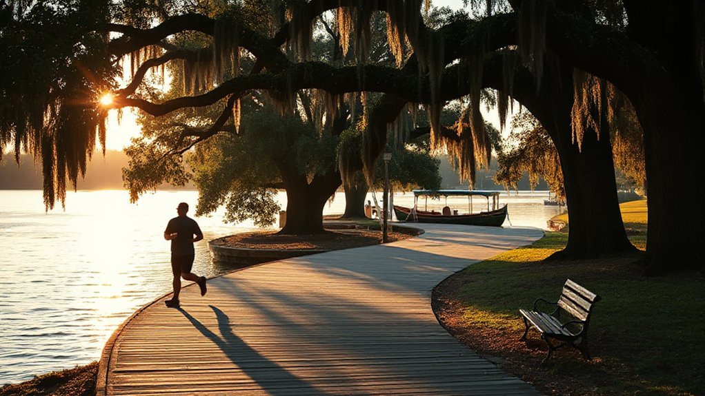 riverwalk under spanish moss