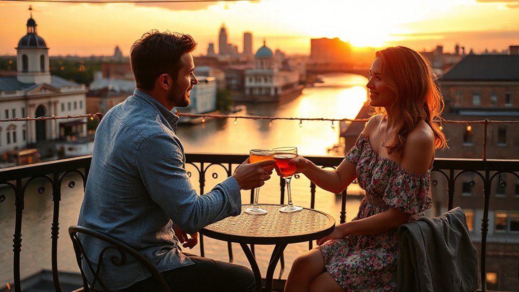 rooftop river twilight cocktails