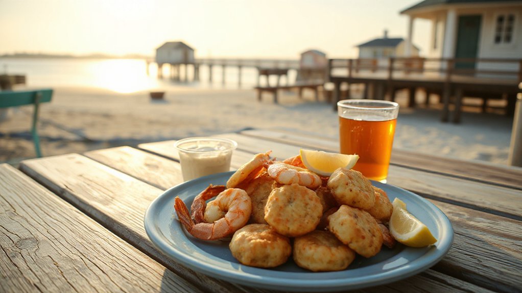 salt scented seafood at sunset