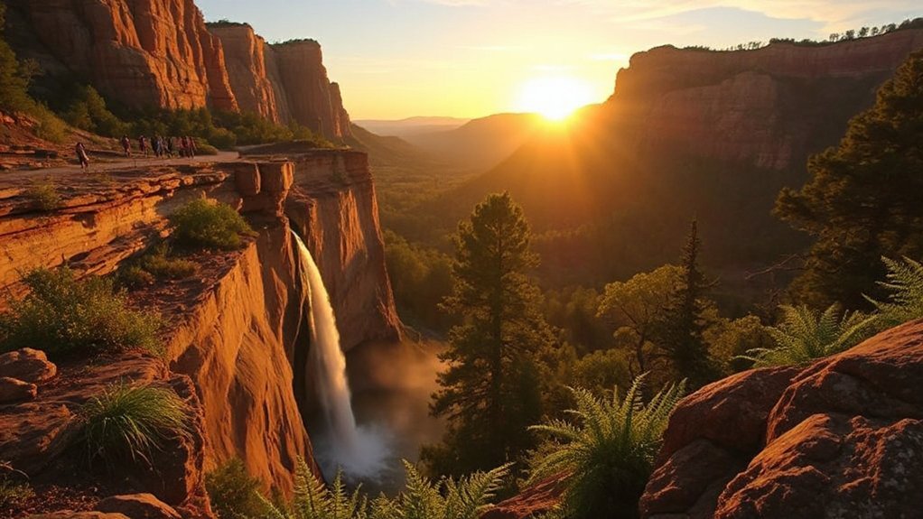 sandstone cliffs waterfalls overlooks