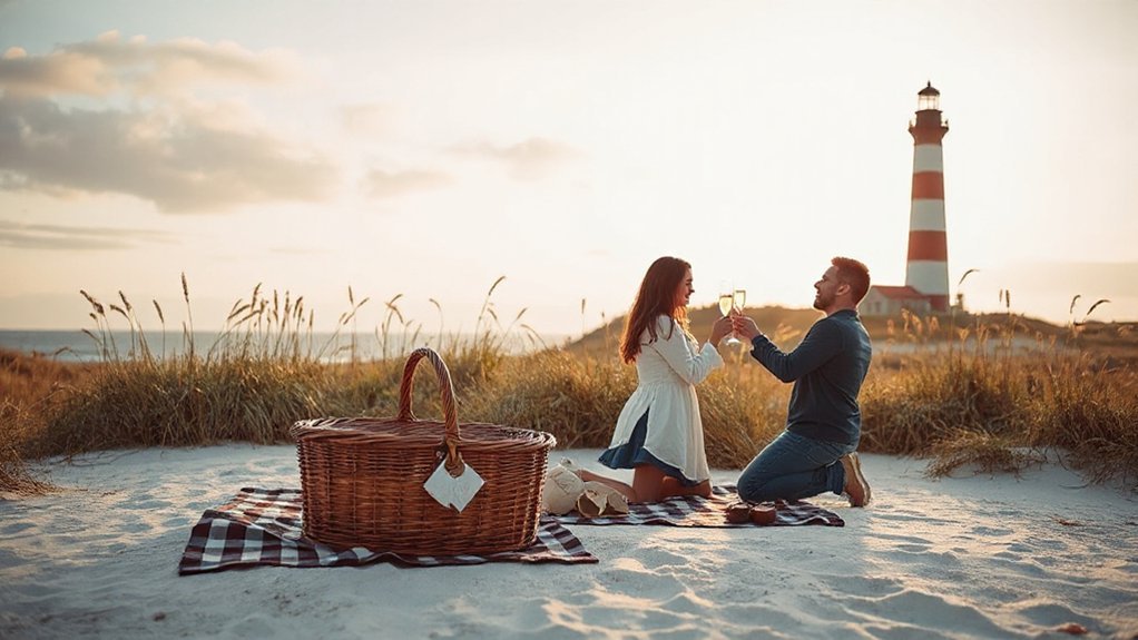 seaside intimate golden hour proposals
