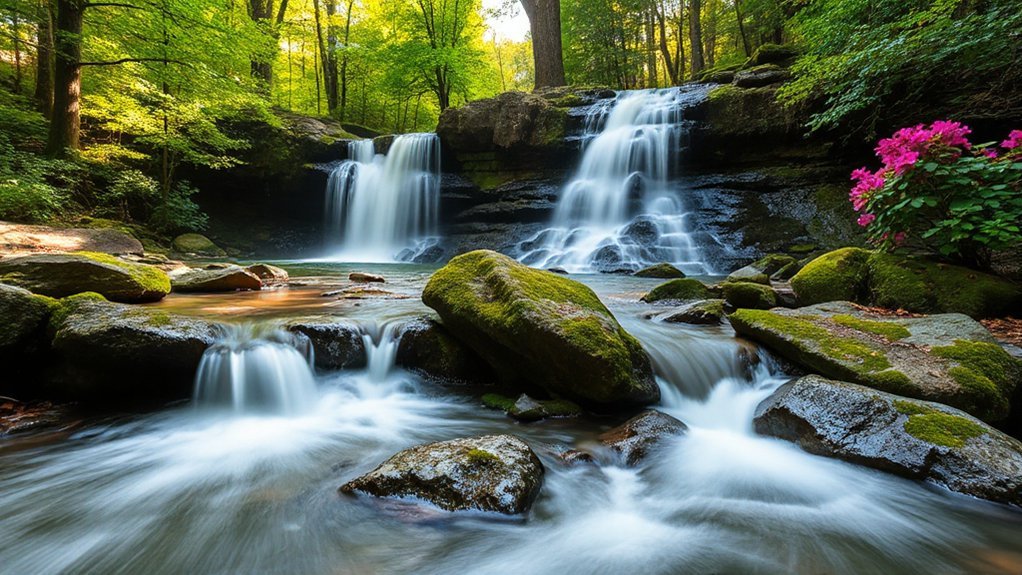 shaded twin cascades mist