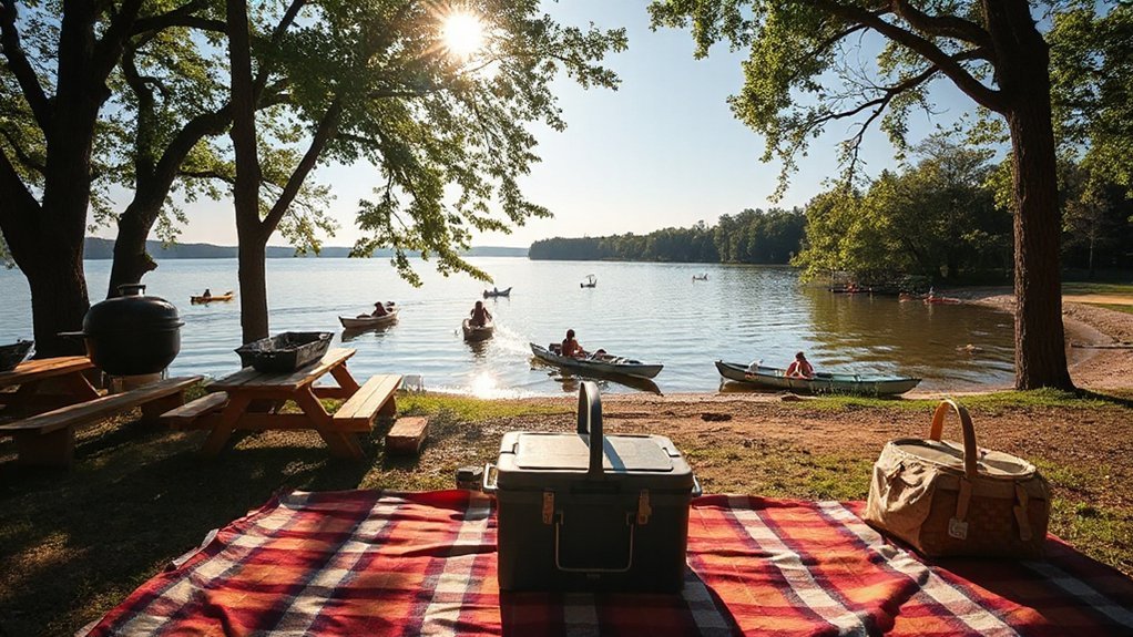 shaded waterfront picnic options