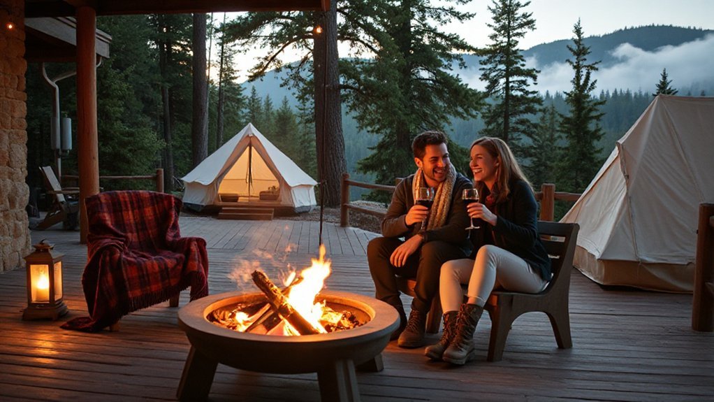 starlit campfire cabin retreat