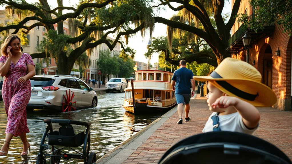 stroller friendly riverside sunset strolls