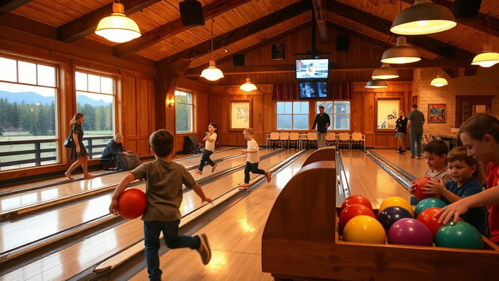 sunlit mountain bowling alley