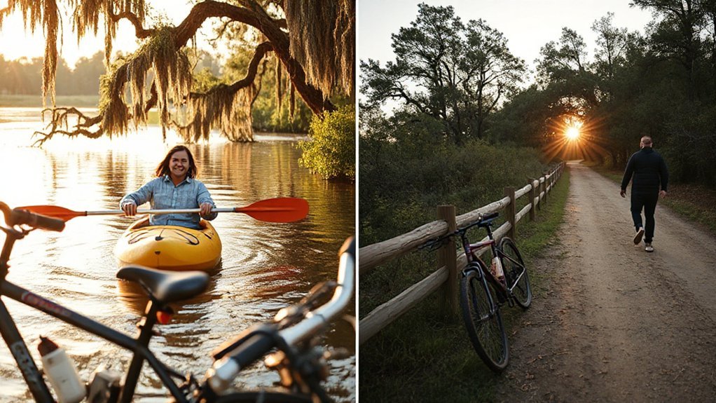 sunrise kayak forest bike