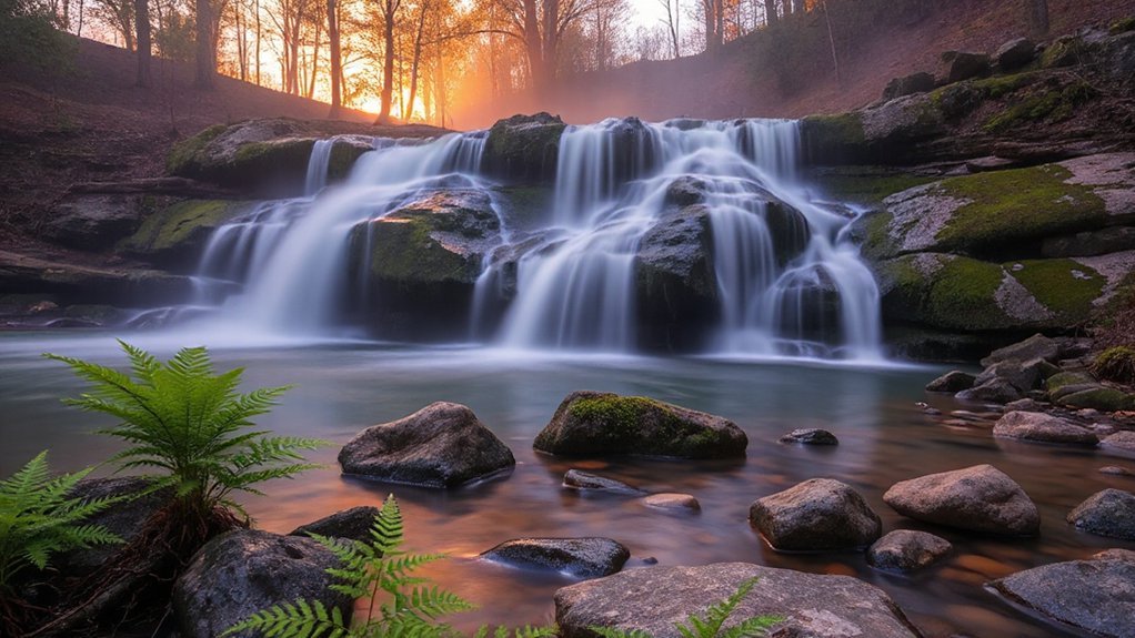 sunrise sunset golden hour waterfalls
