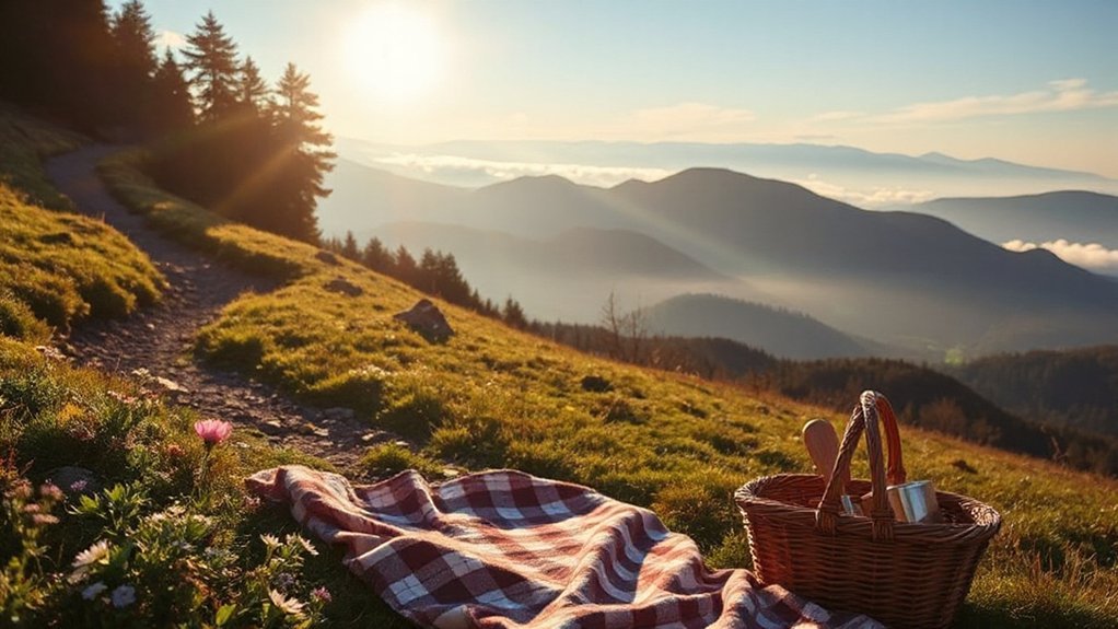 sunset overlook wildflower picnic