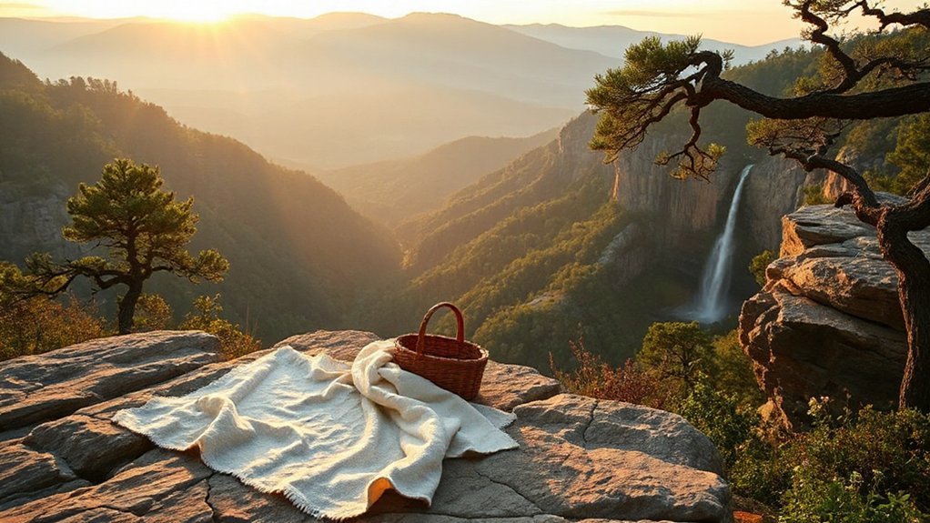 sunset picnic on cliffs