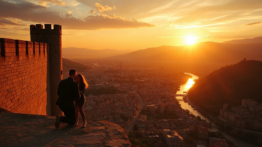 sunset ramparts terracotta roofs