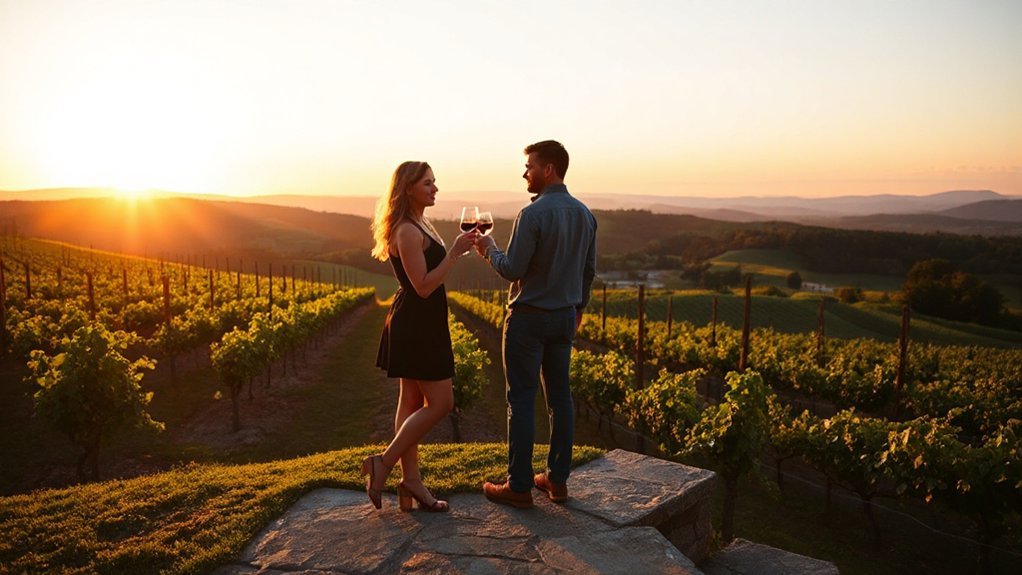 sunset vineyards lanterns aglow