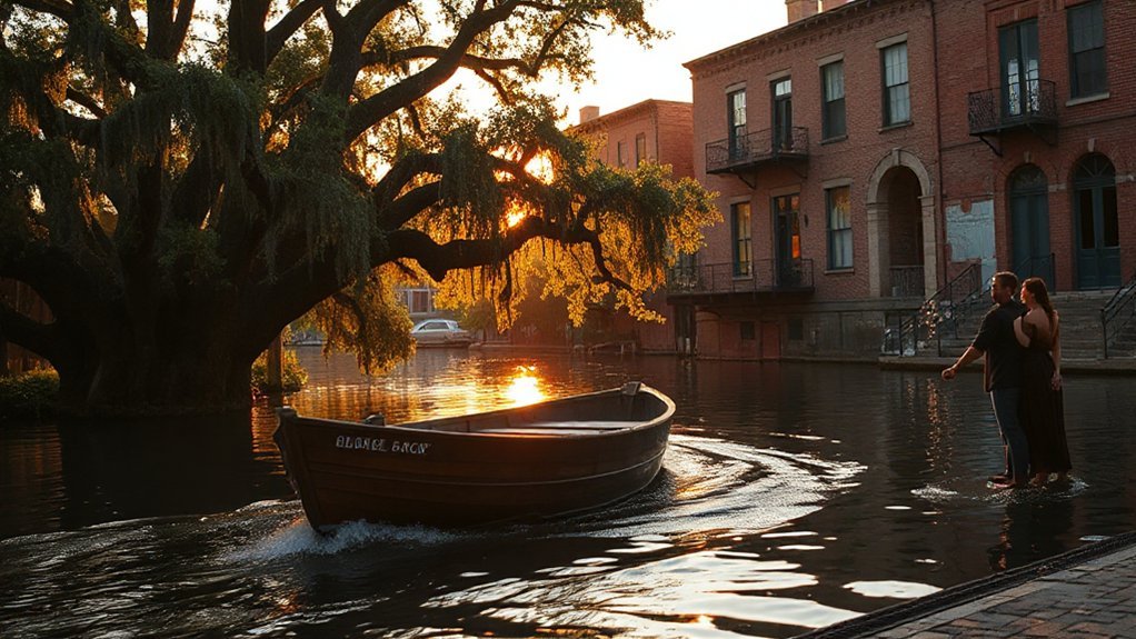 twilight cobblestone riverfront romance