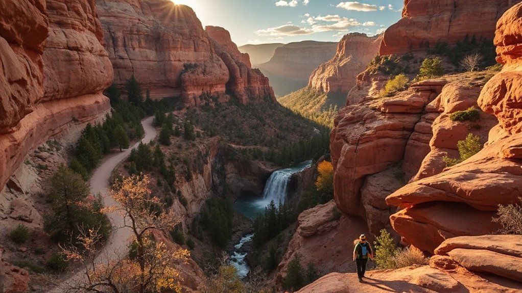 wildflowers waterfalls foliage solitude